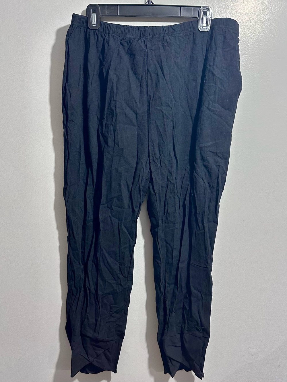 Black Elastic-Waist Casual Trousers Size 2XL (1470)